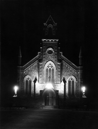 St Andrew's Church facade-Brighton-floodlight