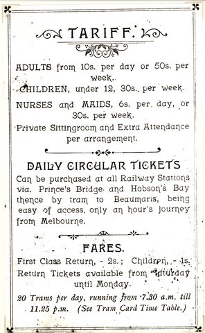 Train and tram fares schedule, Melbourne to Beaumaris