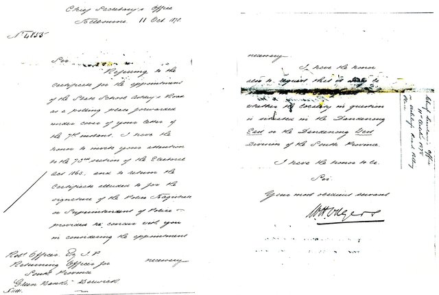 Letter from the Chief Secretary's Office