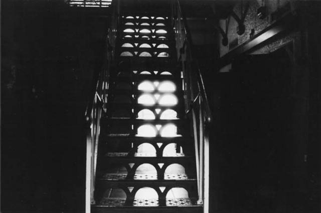 Pentridge 'D' Division - Foot of stairs at end of corridor East, looking East.