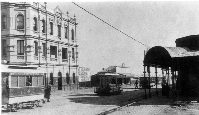 Horse drawn trams corner Sydney Rd and Moreland Rd