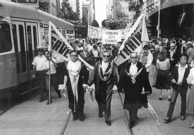 March to Parliament house to protest against stopping trains going north from Coburg