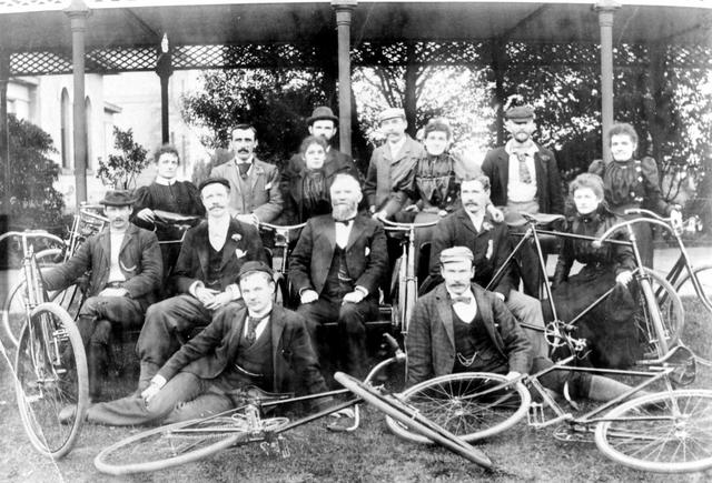 cycling group at Kew asylum , Agnes Gibbon, back row right