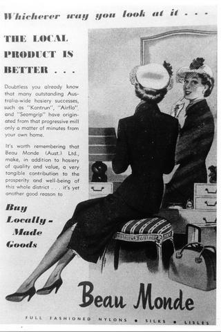advertisement for Beau Monde Hosiery Mills