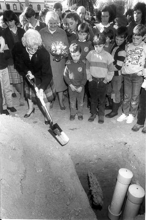 [Burying the time  capsule]