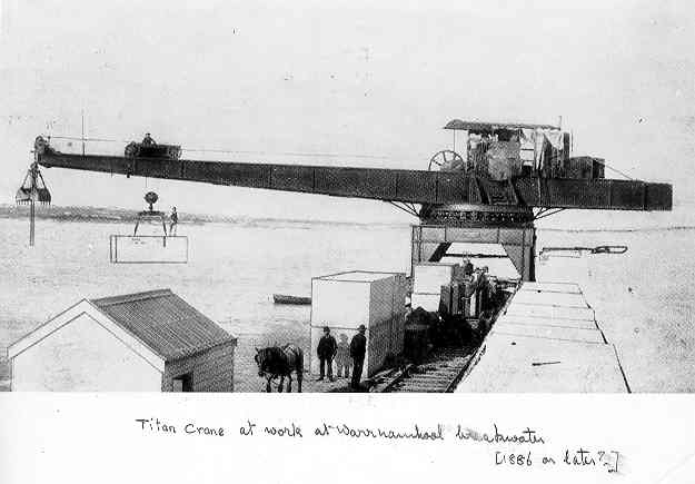 Titan crane at work at Warrnambool Breakwater