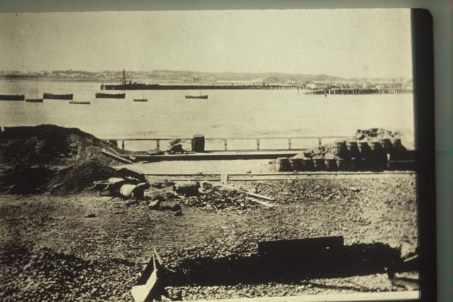 [Breakwater under construction]