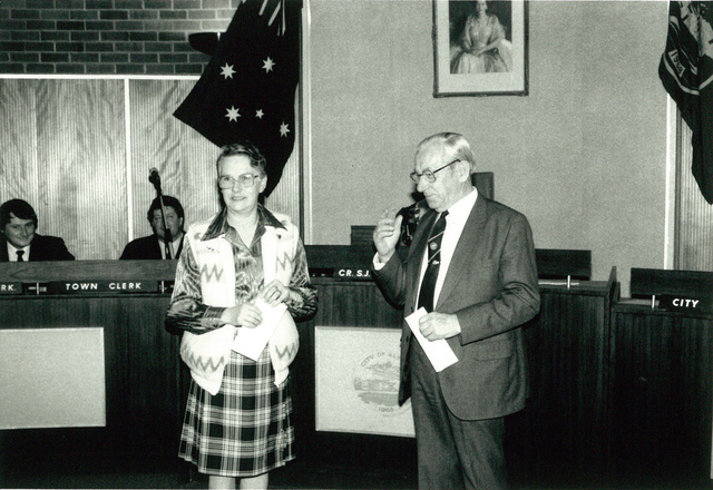 Councillor A. B. Shaw presenting award to unidentified persons
