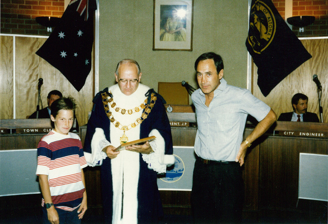 Councillor S.J. Clement  presenting and award in Council Chambers
