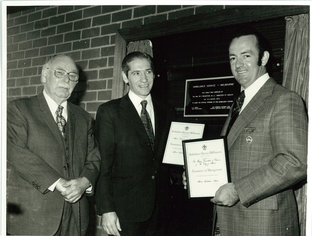 City of Altona Mayor W.H. Sommers at ambulance services building.