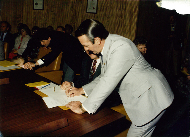 City of Altona Mayor W.H. Sommers in the council chambers