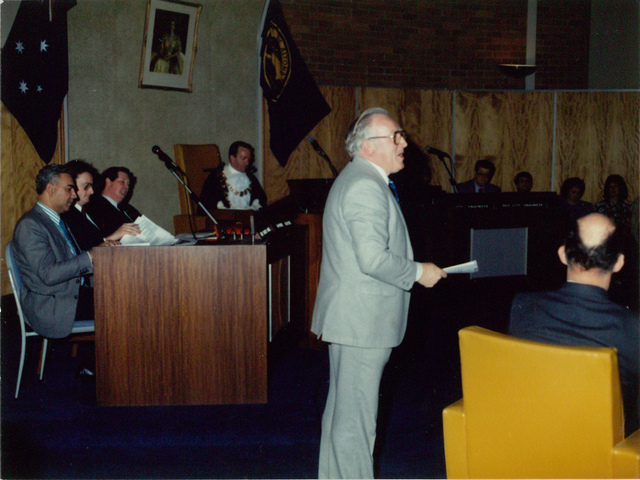 Iidenifeied person addressing an Altona Council meeting 