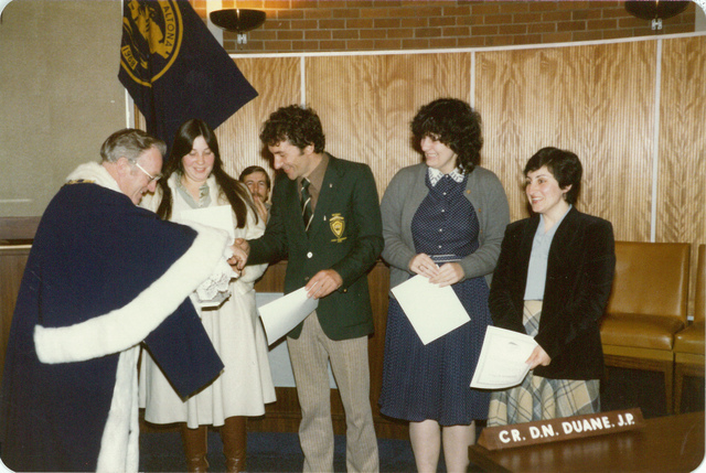 City of Altona Councillor H.D. Graham presenting awards to unidentified persons
