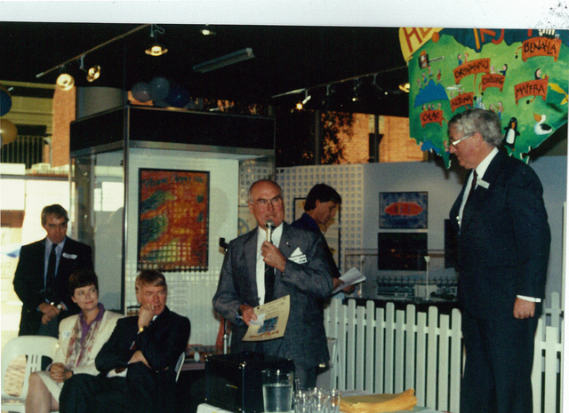 Mayor W.L.J.Crofts addressing guests at a ceremony