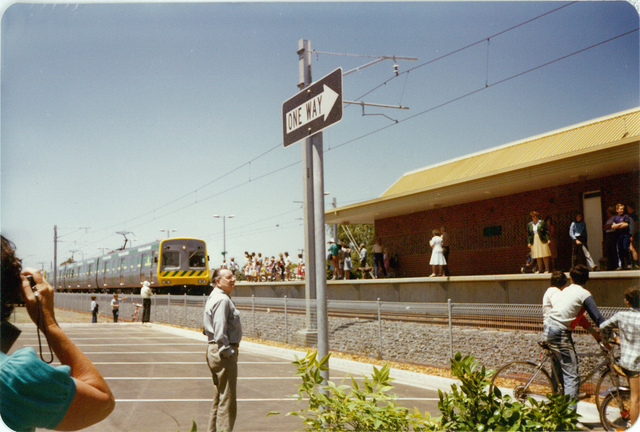 Councillor W.L.J. Crofts at the Altona Railway Station