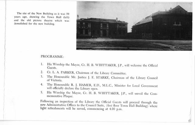 Invitation to the official opening to the Williamstown Library 