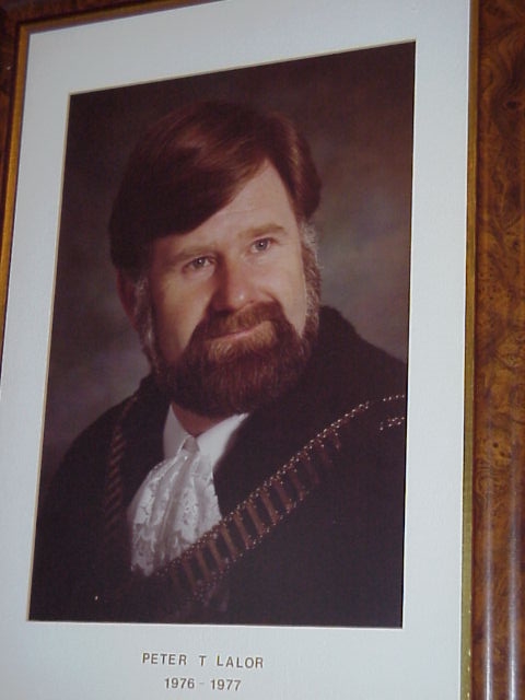 Cr Peter T. Lalor, Mayor 1976-77.  