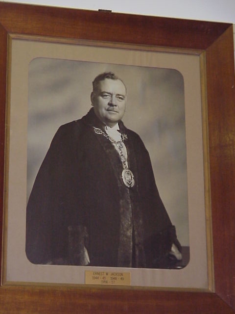 Cr Ernest E. Jackson, Mayor 1944-45, 1948-49, 1956-57.  