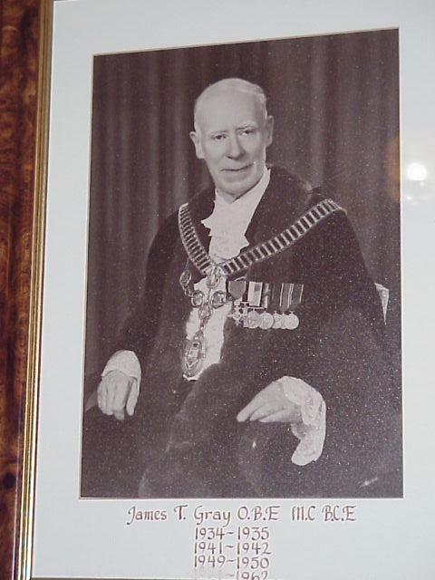 Cr James T. Gray OBE, MC, BCE. Mayor 1934-35, 1941-42, 1949-50, 1961-62.