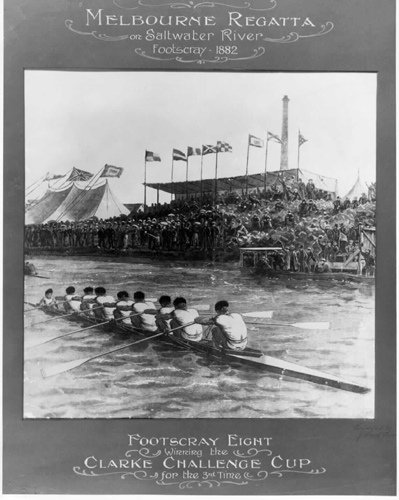 Footscray Rowing Club winning the Clarke Chellenge Cup for the 3rd time - 1882