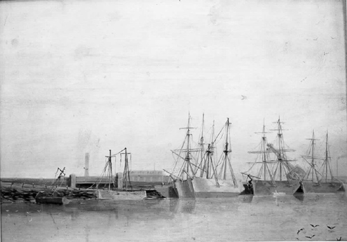 Maribyrnong (Saltwater) River wharves near Flemington