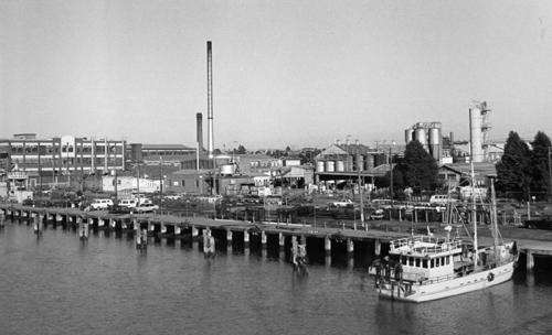 Maribyrnong River and Wharf viewed from Shepherd's Bridge