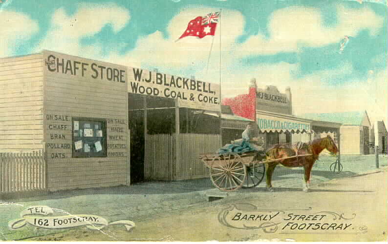 Chaff Store W.J. Blackbell wood coal and coke, Barkly Street, Footscray