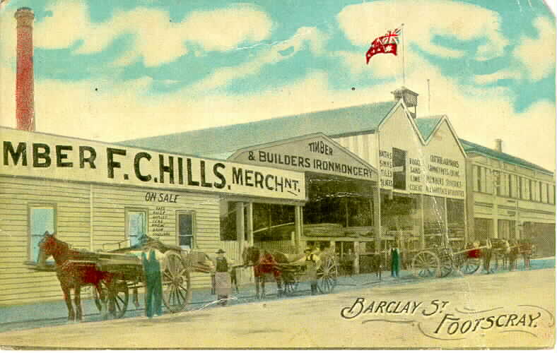 F.C. Hills Timber Merchant, Barklay (sic) Street, Footscray