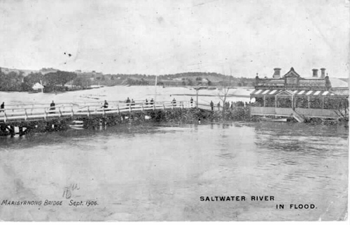 Saltwater River in flood - Maribyrnong Bridge
