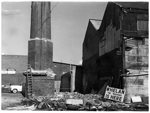 Hill's Timberyard demolition, Barkly Street, Footscray