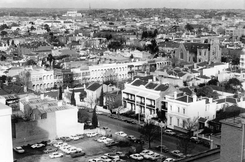 Panorama view of Gipps Street, East Melbourne