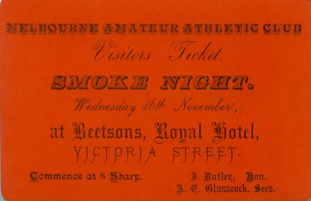 Melbourne Amateur Athletic Club Visitor's Ticket