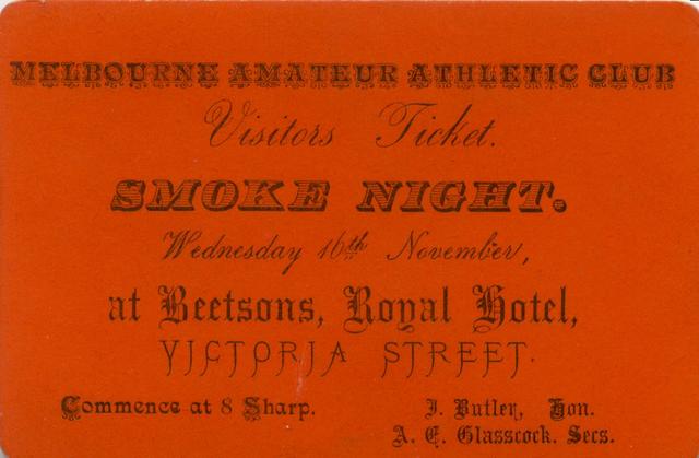 Melbourne Amateur Athletic Club Visitor's Ticket