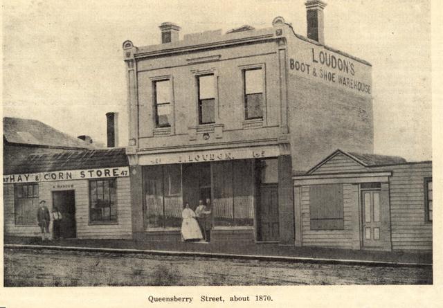 Loudon's boot shop and Haddow's Hay and Corn Store, Queensberry Street