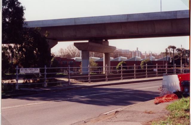 Bridge railings over Moonee Ponds Creek at Arden Street