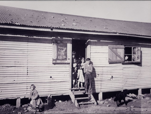 Waiting for Sunday School at Camp Pell