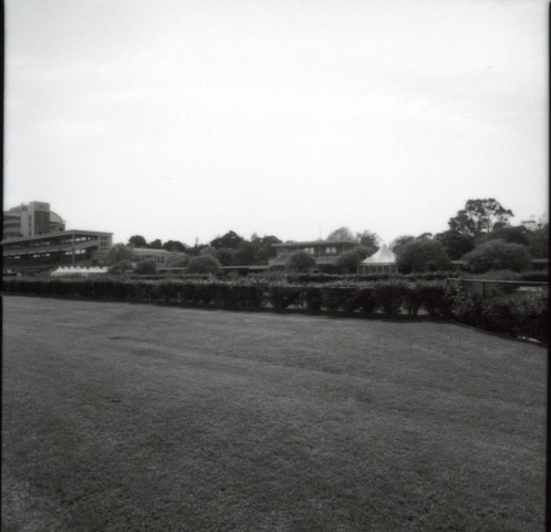 Flemington Racecourse. Jockeys' and trainers' grandstand and associated buildings