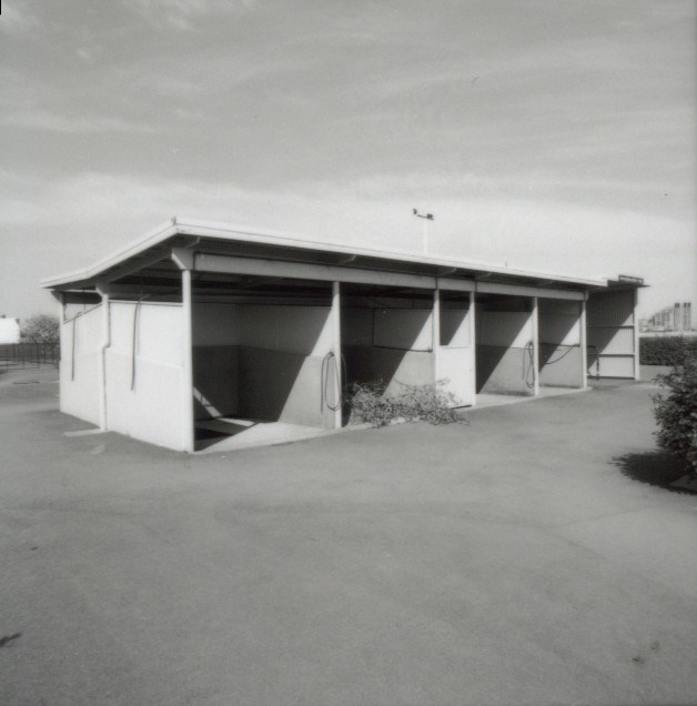 Flemington Racecourse. Jockeys' and trainers' grandstand and associated buildings