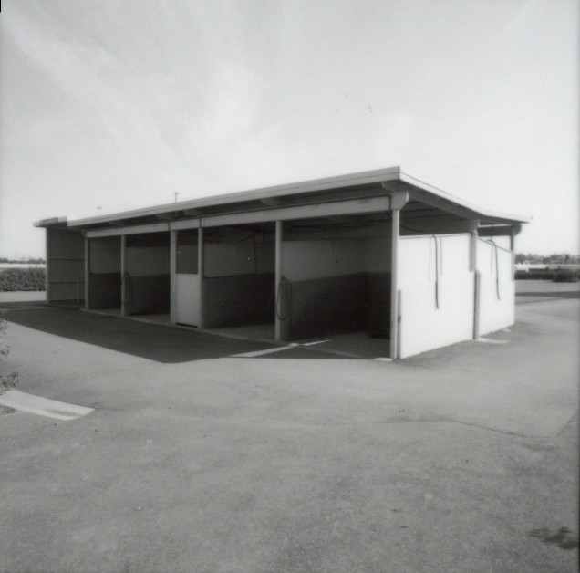 Flemington Racecourse. Jockeys' and trainers' grandstand and associated buildings