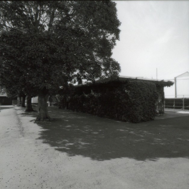Flemington Racecourse. Jockeys' and trainers' grandstand and associated buildings