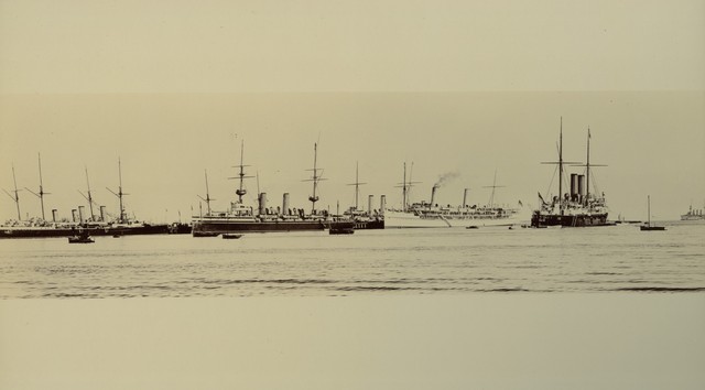 Australian Federation Royal Visit 1901 - The Royal yacht Ophir and the British war ships at Port Melbourne