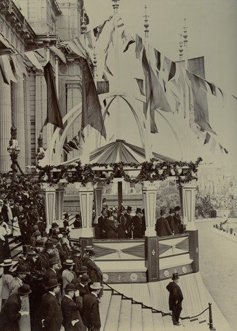 Australian Federation Royal Visit 1901 - The Duke and Duchess of Cornwall and York view a march on 11th May, 1901