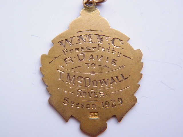 Medal presented to Thomas John McDowall, reverse
