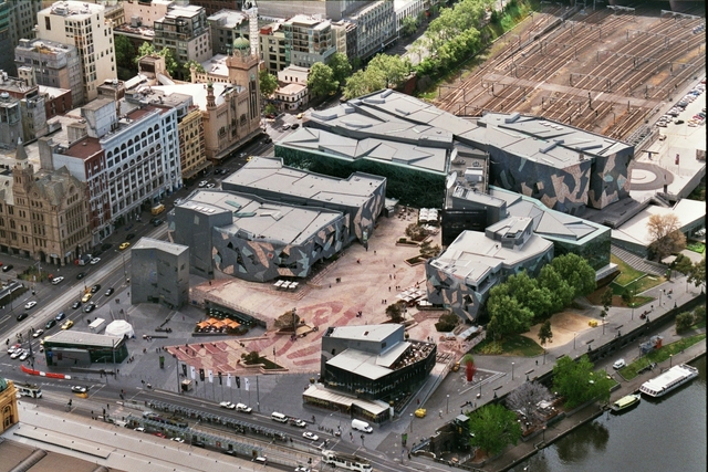 133 past: Federation Square aerial view, Melbourne