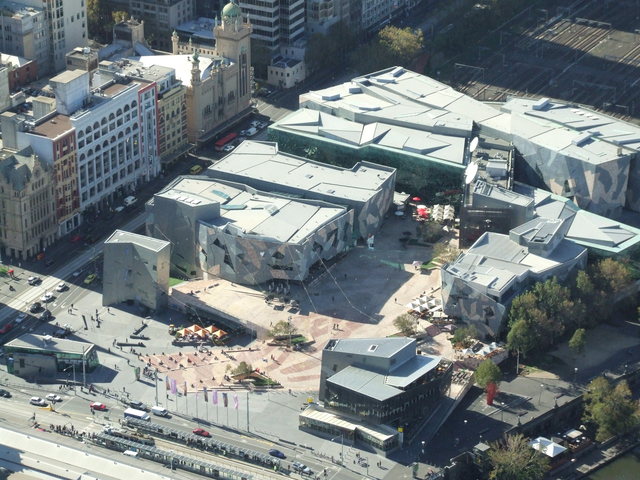 133 present: Federation Square aerial view, Melbourne