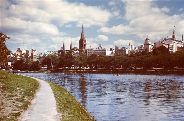 140 past: City view from the boat sheds, Melbourne 