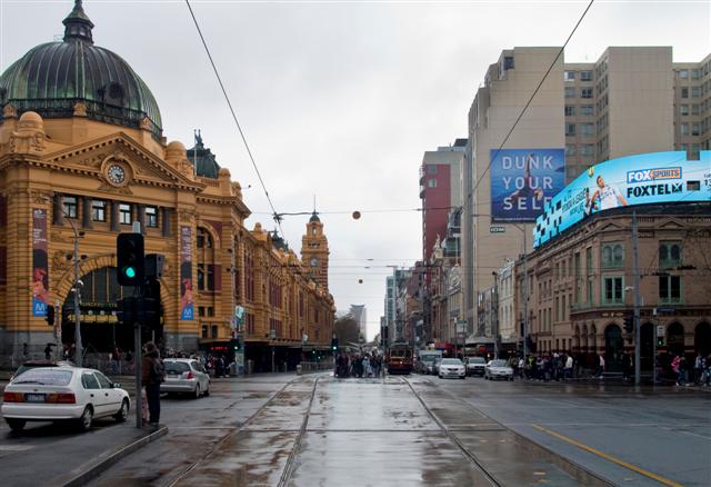 017 present: View west from Swanston Street, Melbourne