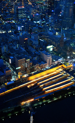'Flinders Street station by night'