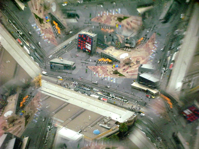 'Federation Square through the looking glass'