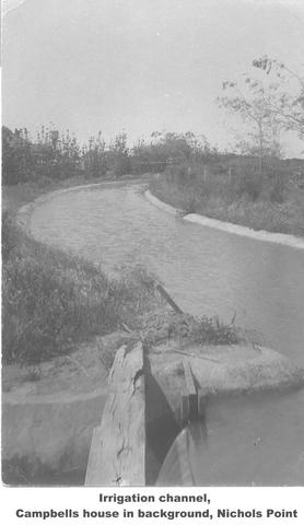 Irrigation channel, Cambells House in background Nichols Point Mildura
